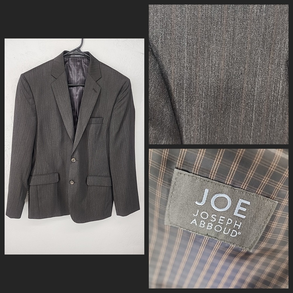 JOE Joseph Abboud Blazer Mens 38R Gray Pinstripe 100% Wool Sport Coat Jacket